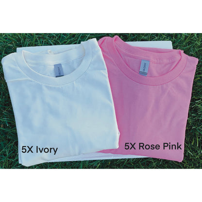 T-Shirt 5X Colors Available Ivory and Rose Pink