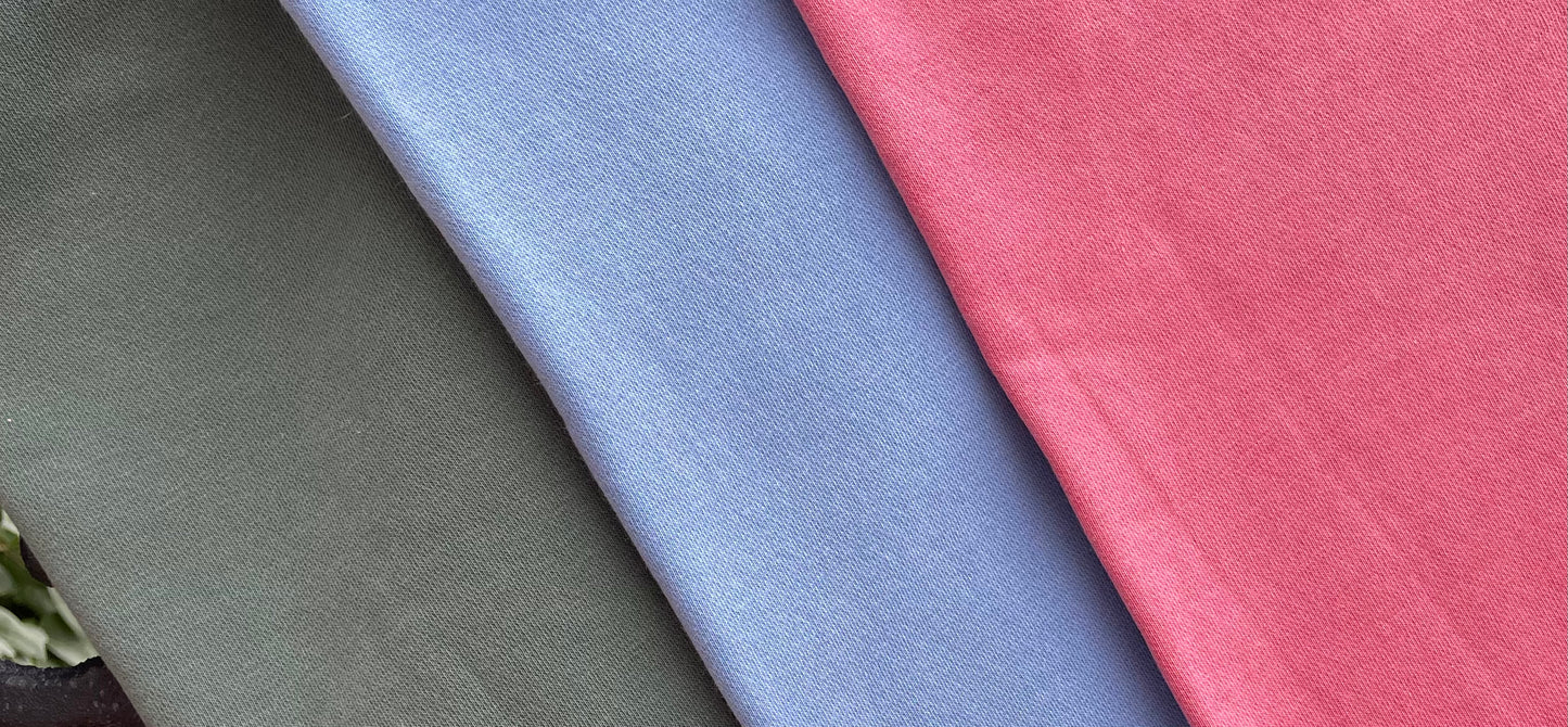 Forrest Green (Dark Green), Baby Blue (Light Blue) and Pigment Pink (Light Watermelon) 