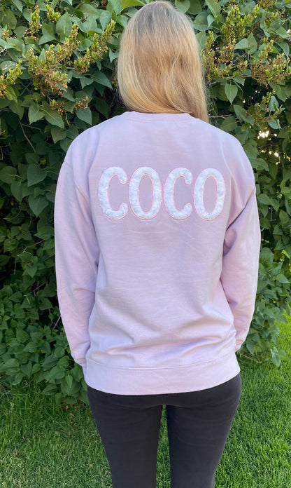 Add your pet's name on the back of your sweatshirt!