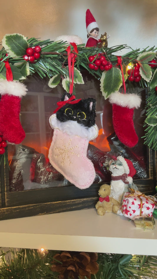 Stocking Kitty Ornament-Hand Made